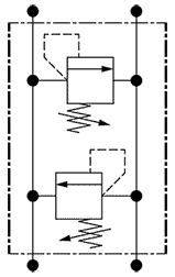 Hydraulic symbols for Cross Port Relief Valve